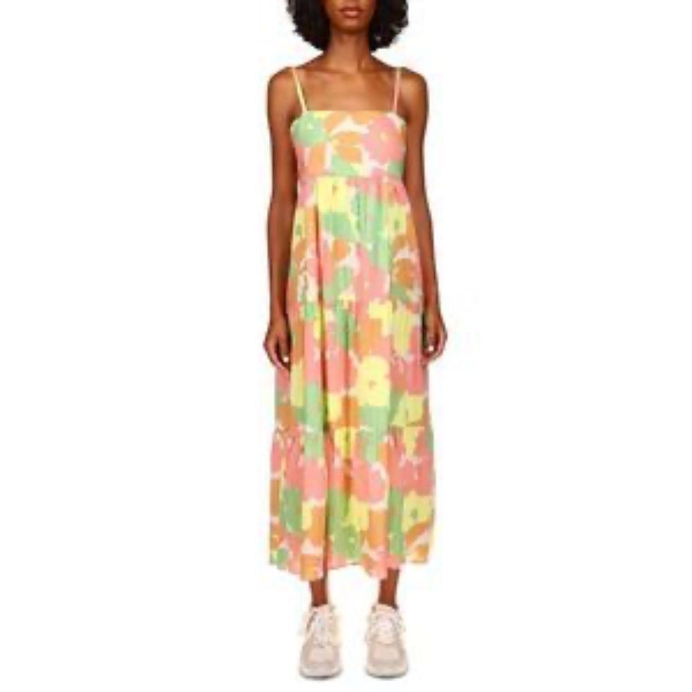 Sanctuary Get Away Dress Floral Sleeveless Strappy Tie-Back Maxi Midi Linen - Picture 3 of 14